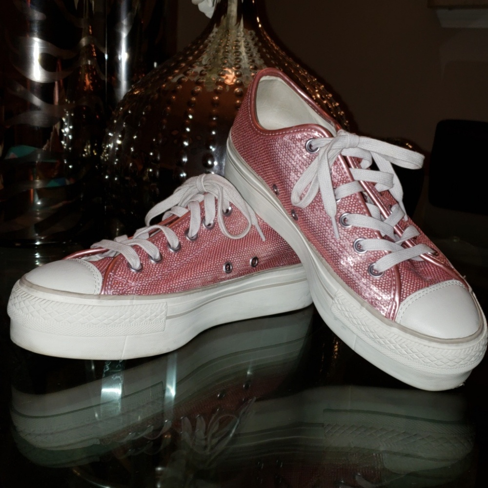 Pink sequined sneakers